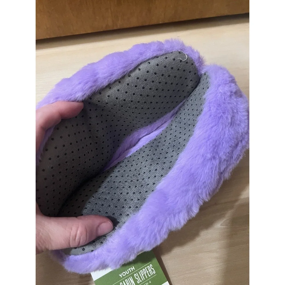 NWT Northeast Outfitters Cozy Cabin Aloe Infused‎ Slippers Purple Youth 13K-4